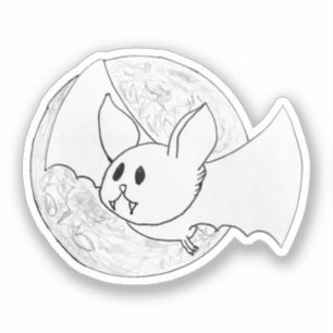 Sticker Chauve-souris mignonne et Halloween pleine lune