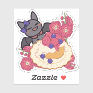 Sticker Chauve-souris mignonne et tarte aux fruits pastel