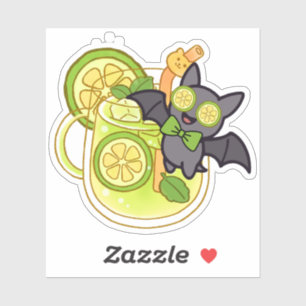 Sticker Chauve-souris mignonne Kawaii avec cocktail de lim