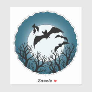 Sticker Chauves-souris et arbres contre la lune