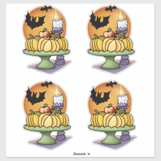 Sticker Chauves-souris et Citrouilles (Feuille)
