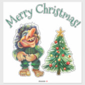 Sticker Cheeky Christmas Troll et Tree Delight (Feuille)