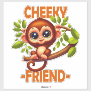 Sticker Cheeky Friend pun Cute Baby Monkey sur dessin anim