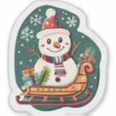 Sticker Cheerful Snowman Dormir dans la neige (Devant)