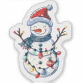 Sticker Cheerful Snowman Dressed for Christmas (Devant)