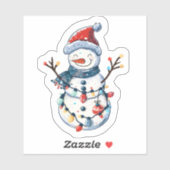 Sticker Cheerful Snowman Dressed for Christmas (Feuille)