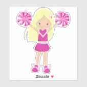 Sticker Cheerleaders, Mignonne fille, Cheveux blonde, Chee (Feuille)