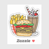 Sticker Cheeseburger Frites et Milk Shake au Chocolat (Feuille)