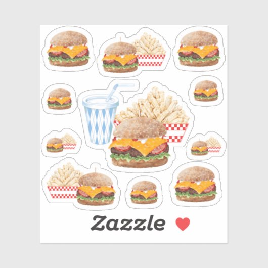 Sticker Cheeseburger Restauration rapide (Feuille)