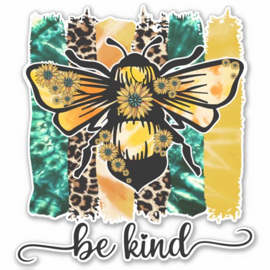 Sticker Cheetah jaune turquoise Leopard Bee Genre (Devant)