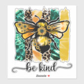 Sticker Cheetah jaune turquoise Leopard Bee Genre (Feuille)