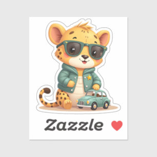 Sticker Cheetah petit conducteur Cute & Fast Safari Pal