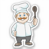 Sticker Chef avec casquette et cuillère à soupe du chef (Recto)