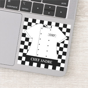 Sticker Chef Chef Chef Chef Cuisine À damiers Carré