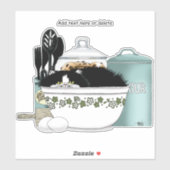 Sticker Chef pâtissier Chat Bleu (Feuille)