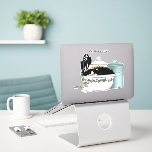 Sticker Chef pâtissier Chat Bleu (Ordinateur portable sur le bureau)