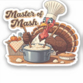 Sticker Chef rétro Turquie Thanksgiving T-Shirt surdimensi (Devant)