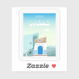 Sticker Chefchaouen Morocco Postage Stamp Travel