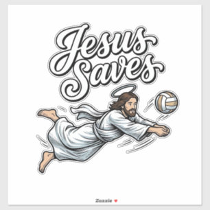 Sticker Chemise chrétienne vintage Jésus sauve volley-ball