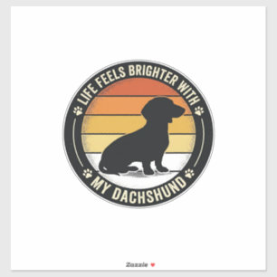 Sticker Chemise Dachshund Sunset Design Vintage Amoureux d