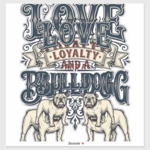 Sticker Chemise d'amour Bulldog Gravure vintage Citation d