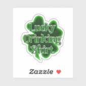 Sticker Chemise de boisson chanceuse St. Patrick's Day (Feuille)