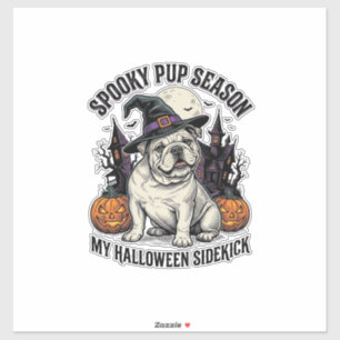 Sticker Chemise de Bulldog Halloween Sorcière Mignonne Gra