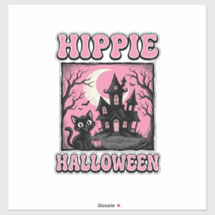 Sticker Chemise de chat de maison hantée vintage Halloween