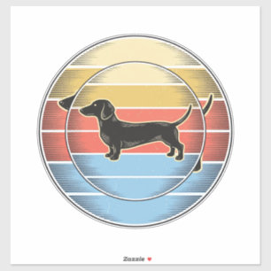 Sticker Chemise de chien de coucher de soleil rétro de tec