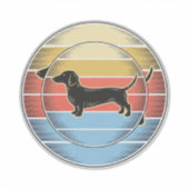 Sticker Chemise de chien de coucher de soleil rétro de tec (Devant)
