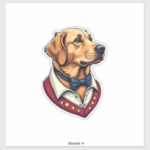 Sticker Chemise de chien patriotique vintage Retriever dor