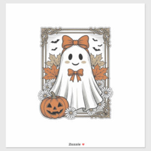 Sticker Chemise de fantôme Halloween mignonne gravure vint