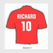 Sticker Chemise de football rouge pour personnaliser. (Feuille)