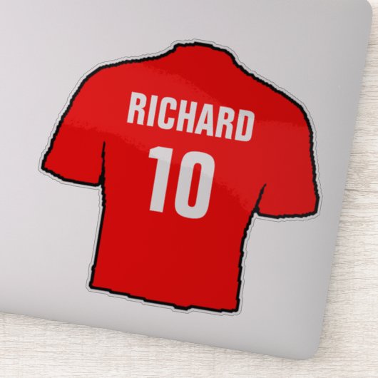 Sticker Chemise de football rouge pour personnaliser. (Détail)