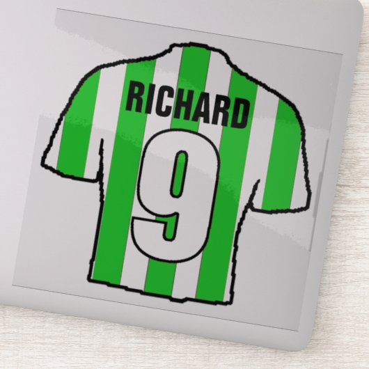 Sticker Chemise de football verte et blanche sur une (Détail)