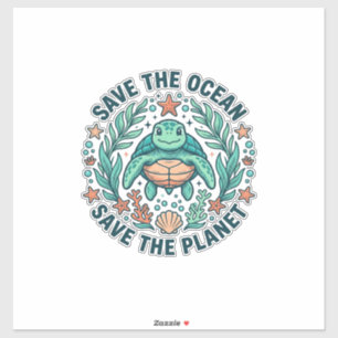 Sticker Chemise de gravure vintage de tortue de mer Sauveg