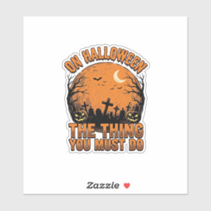 Sticker Chemise de lune de citrouille de cimetière d'Hallo