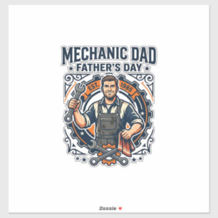Sticker Chemise de Mécanicien de la Fête des Pères Papa Dr