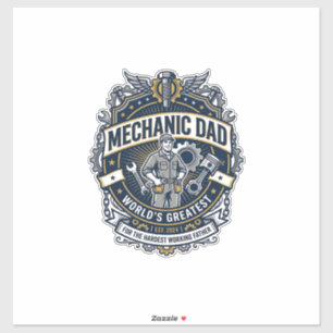 Sticker Chemise de Mécanicien de la Fête des Pères Papa Dr