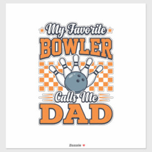 Sticker Chemise de papa de bowling Mon meilleur quilleur m