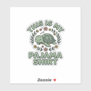 Sticker Chemise de pyjama tortue mignonne endormie Vecteur