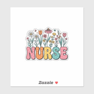 Sticker Chemise de style vintage à lettres bulles Floral N