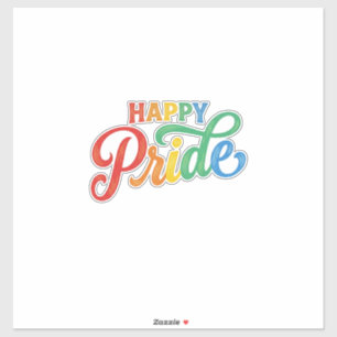 Sticker Chemise de typographie arc-en-ciel vintage Happy P