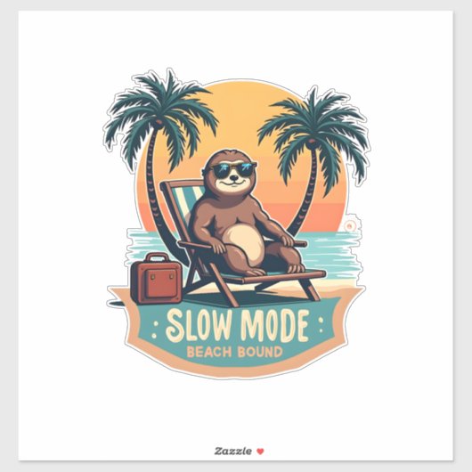 Sticker Chemise de vacances rétro de paresseux drôle de dé (Feuille)