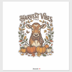 Sticker Chemise de veau d'automne Gravure vintage Moisson
