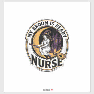 Sticker Chemise d'infirmière Halloween Dessin de balai de