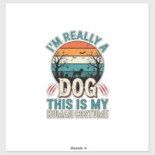 Sticker Chemise Fun Dog Costume Humain Vintage Halloween_1