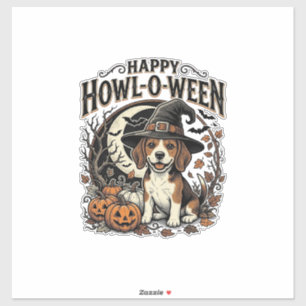 Sticker Chemise Halloween Chapeau De Sorcière Beagle Joyeu