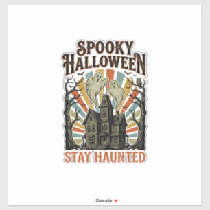 Sticker Chemise Halloween Maison Hantée avec Fantôme Vinta