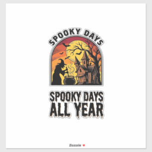Sticker Chemise Halloween Vintage Maison de Sorcière Lune